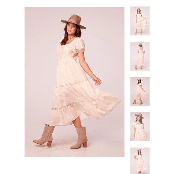 BAND OF THE FREE KAVYA LIGHT TEA LATTICE MAXI DRESS - Picture 9 of 16